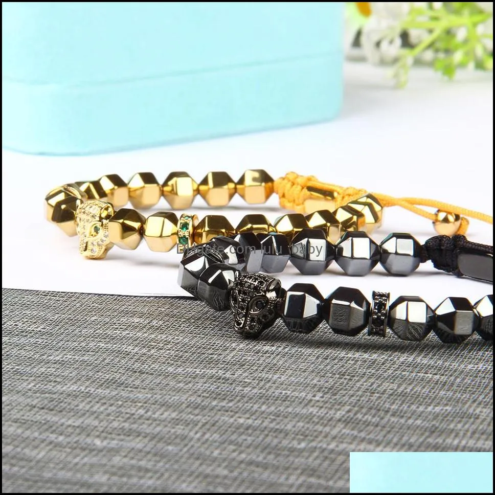 men panther cz bracelets wholesale 8mm natural stone beads with green and black cz leopard macrame stainless steel jewelry