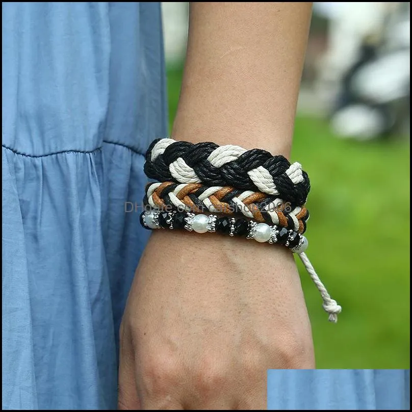 multy layer wrap bracelet set weave braid adjustable stacking bracelets bangle cuff wrist band jewelry for women