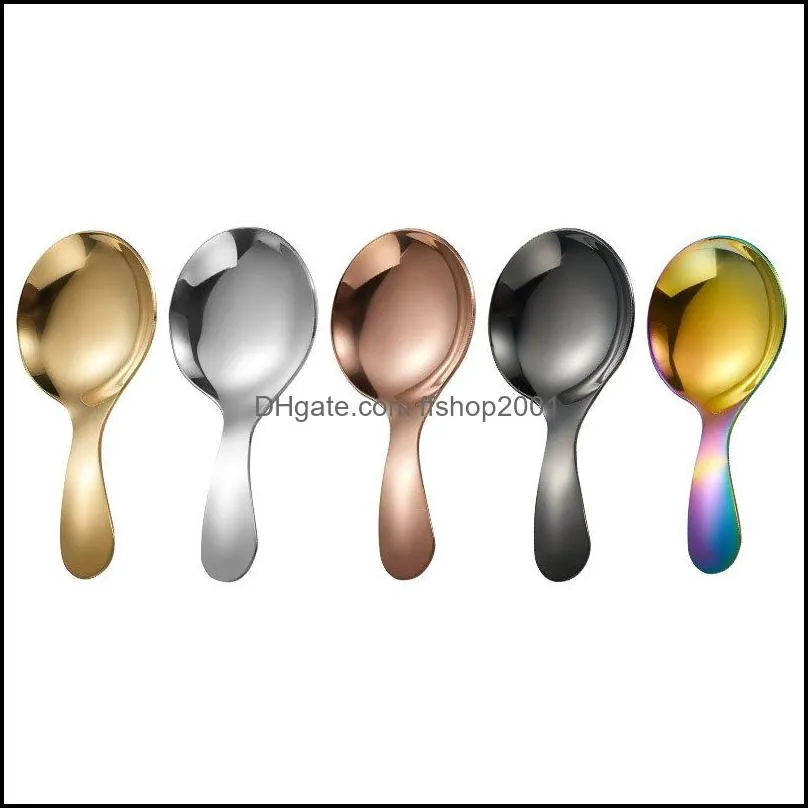 short stainless steel ice cream dessert spoon cutlery gold home restaurant kitchen dining flatware tableware tool