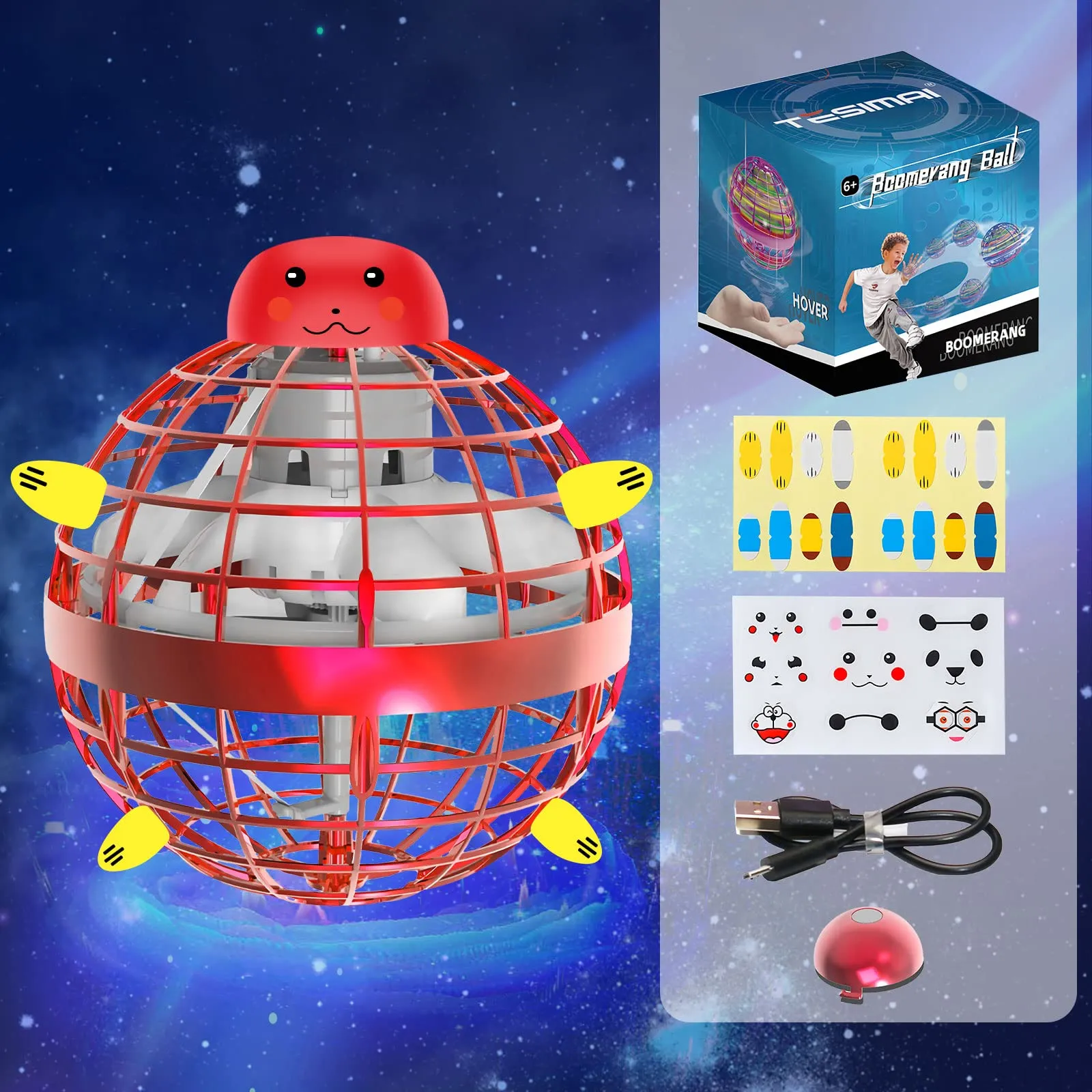 FLYNOVA Juguetes de bola voladora, orbe mágico flotante con luces, dron  giratorio galáctico, regalo de cumpleaños, Acción de Gracias, Navidad, para