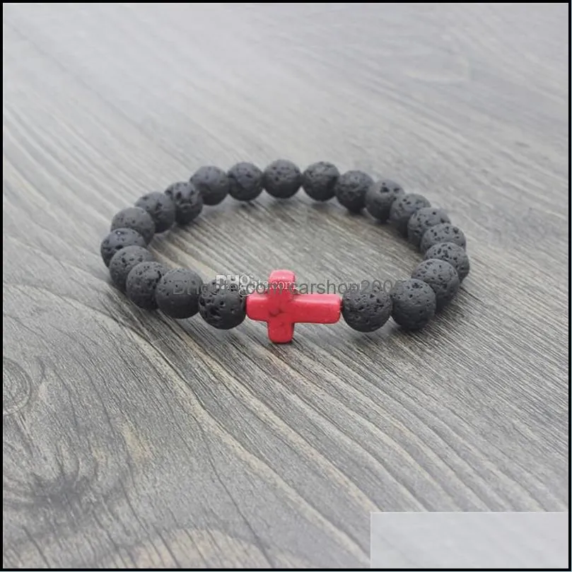 jesus cross yoga lava beaded strands  oil diffuser bracelet fashion jewelry women mens bracelets gift