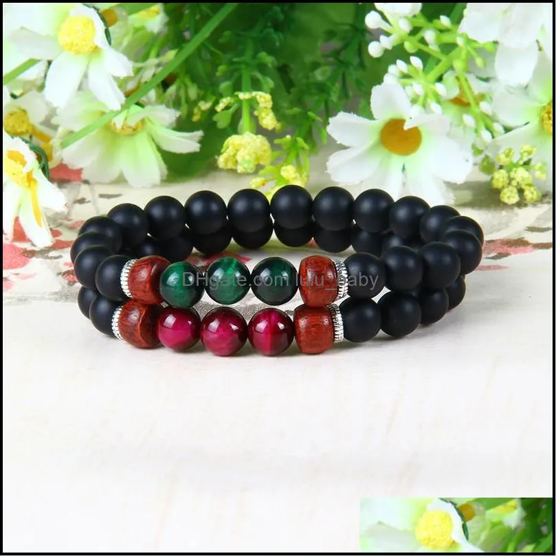  designs mens jewelry wholesale 10pcs/lot 8mm a grade tiger eye stone beaded lovers bracelet