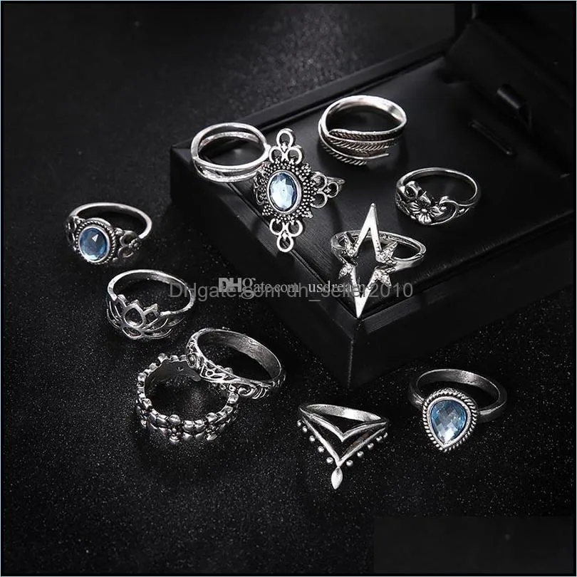 diamond leaf star crown rings stacking rings midi rings knuckle ring jewelry set women ring summer fashion jewelry gift