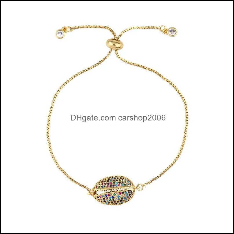 gold diamond shell cross bracelet zircon pull adjustable women bracelets charm fashion jewelry gift