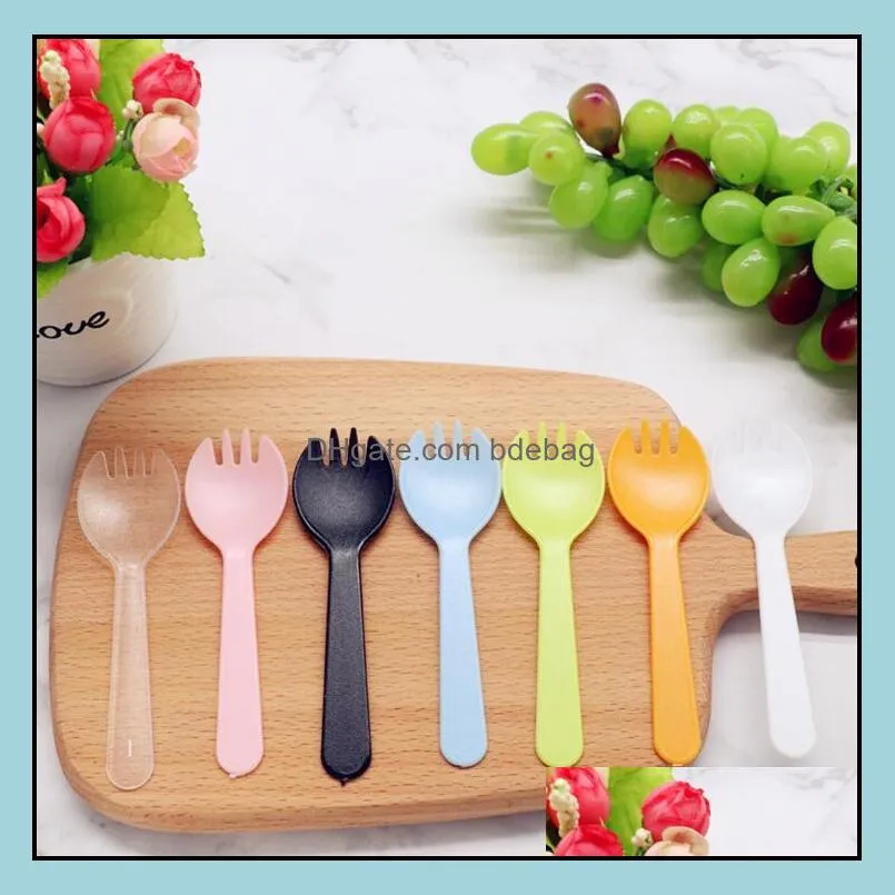 disposable flatware tableware portable disposable fruit fork plastic dessert party cake salad vegetable fork spoon individual package
