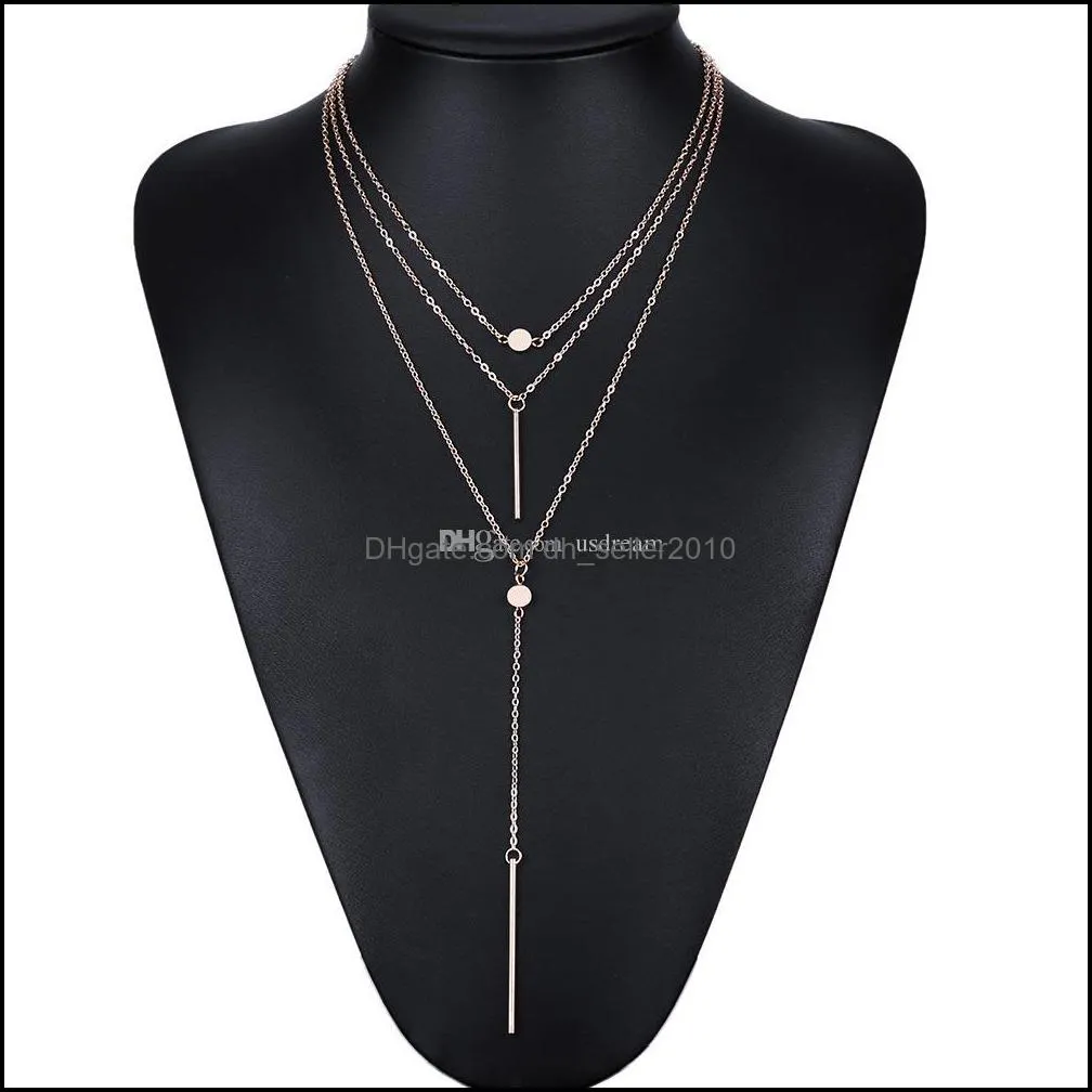 stick necklace choker silver gold chains multilayer women necklaces summer fashion jewelry gift