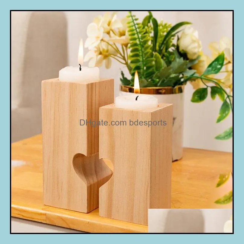 natural wood tea light candle holders heartshaped romantic candle holders cute decorative wedding decor home decor