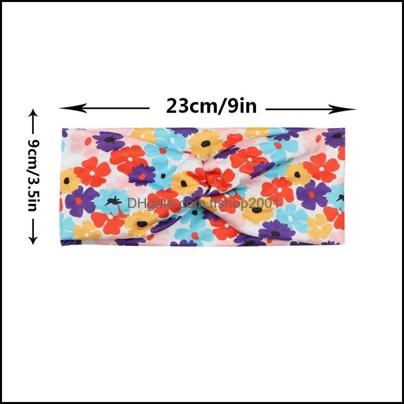 floral print hairbands knot cross hair headband gym yoga sport sweat stretch sports wrap bands for women