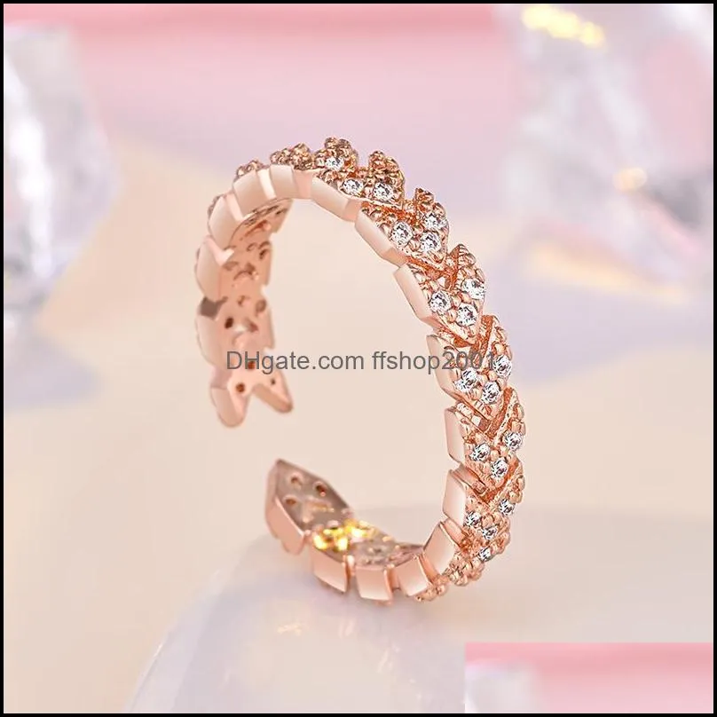 diamond arrow ring band finger rose gold open adjustable rings for women fashion jewelry