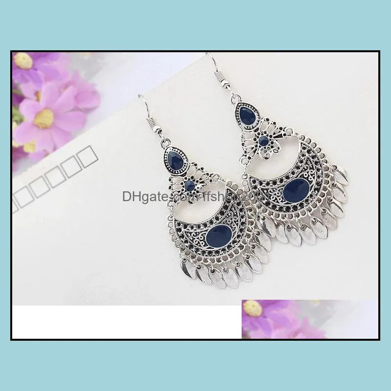 ancient silver hollow butterfly leaves tassel earrings dangle ear cuffs for women fashion jewelry