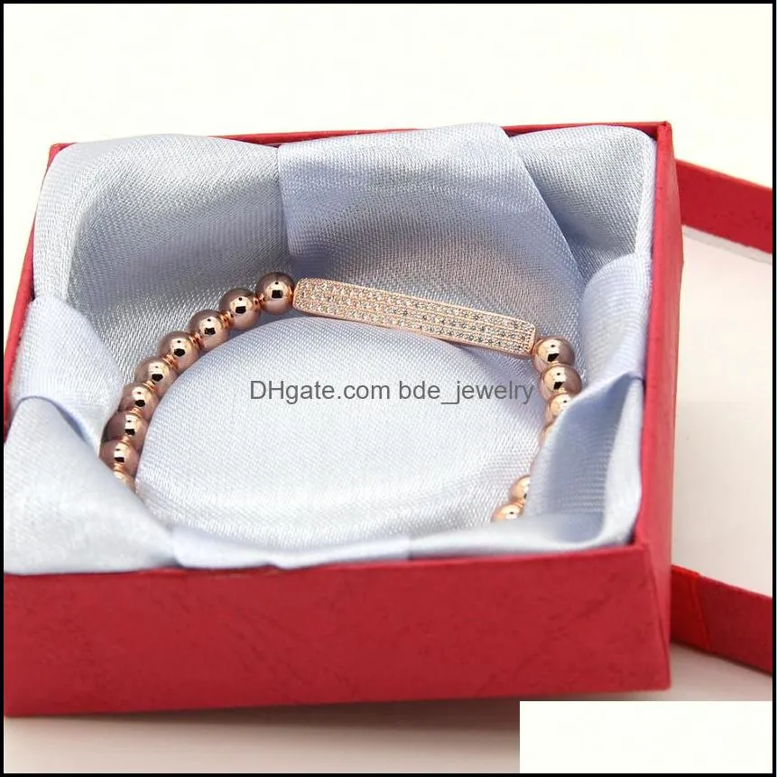 wholesale 10pcs/lot summer bars zircon jewelry 6mm copper beads with micro inlay cz pave tube beads bracelets