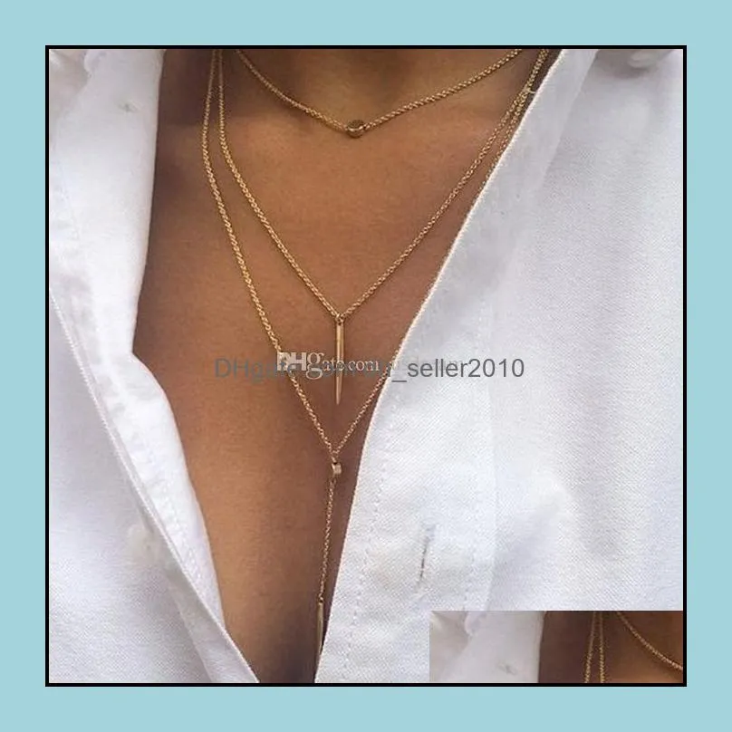 stick necklace choker silver gold chains multilayer women necklaces summer fashion jewelry gift
