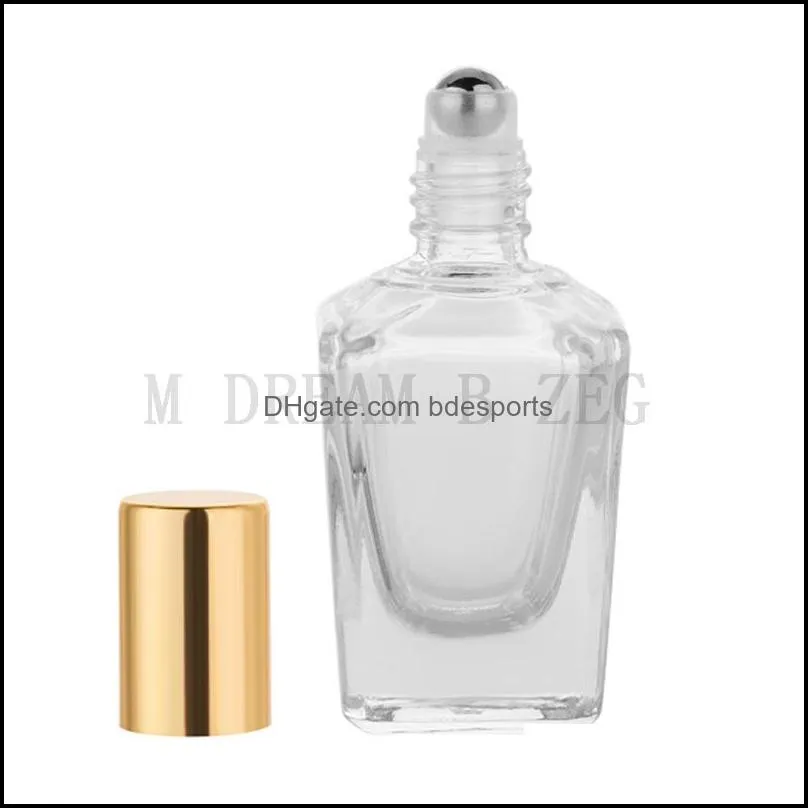 15ml clear glass essential oil roller bottles aromatherapy perfumes lip balms roll on bottle with gold silver cap