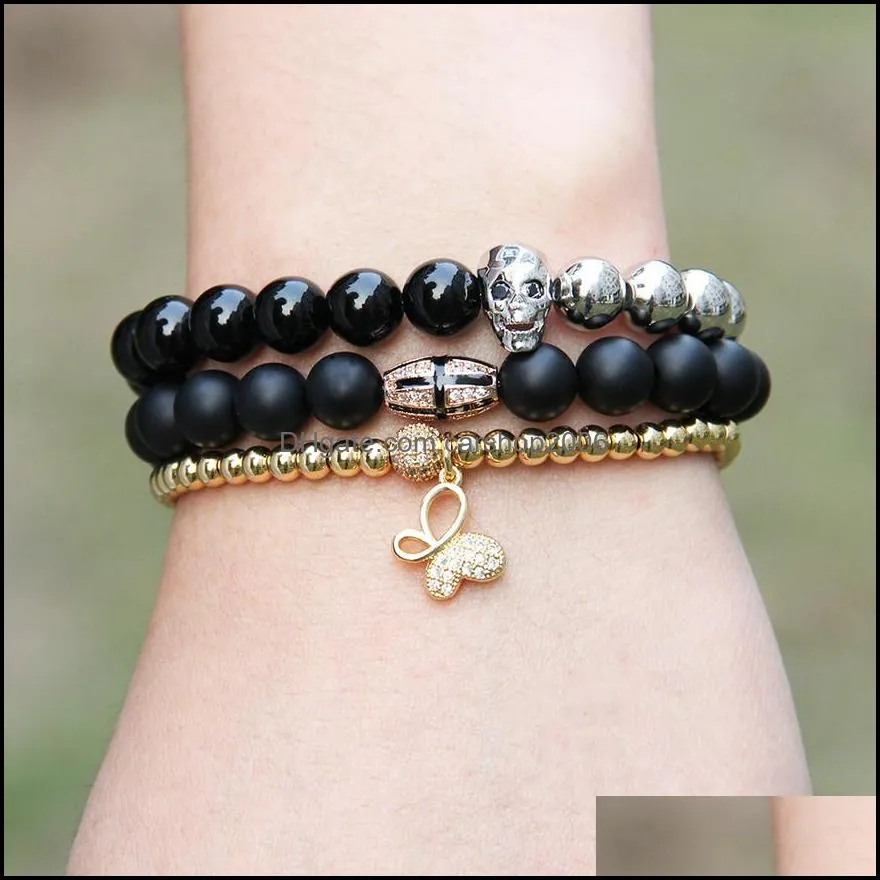  10pcs/lot wholesale 6mm real gold beads clear cz butterfly bracelet fine girl women charms jewelry
