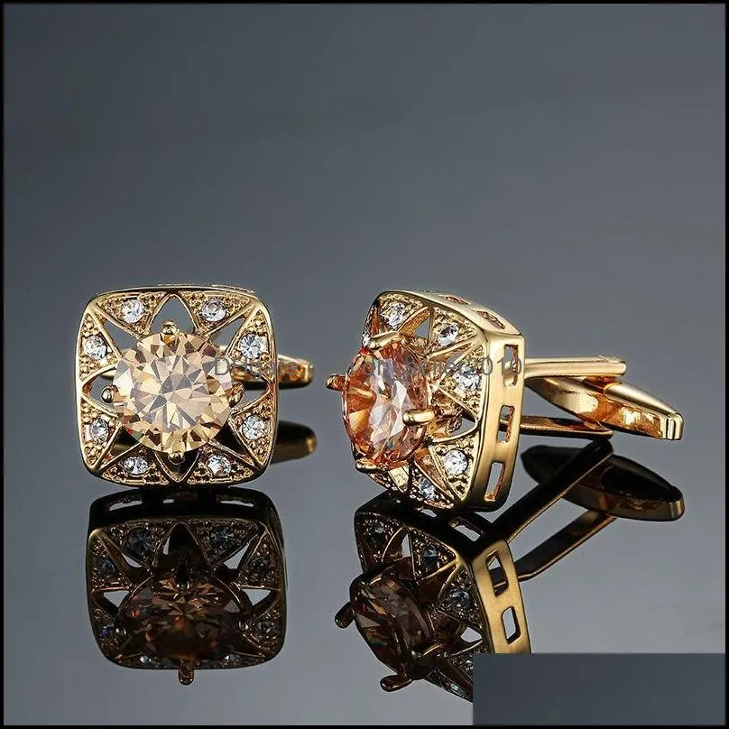 french mens shirt metal brass enamel cufflinks crown crystal diamond cuff links for men fashion jewelry