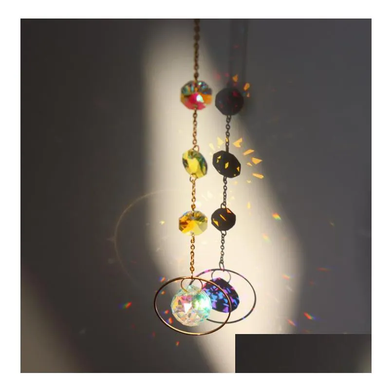 sun catchers hanging crystal ball beaded ornament garden decorations window patio lawn moon star pendant glass prism rainbow maker wind