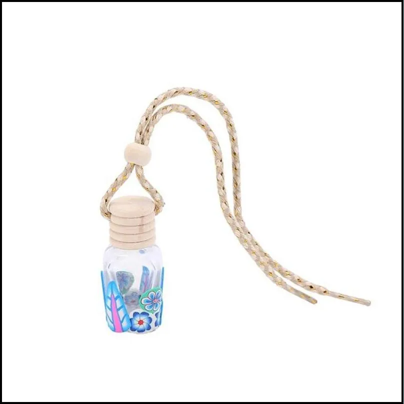 polymer clay  oil bottle car perfume bottle car home hanging rope empty perfume bottle with wooden lid