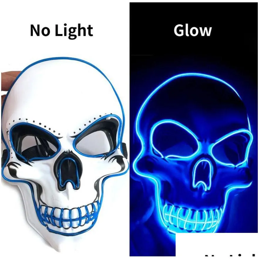 halloween led light up mask el wire skull scary full face masks cs game protectors masquerade party costume glowing props atmosphere