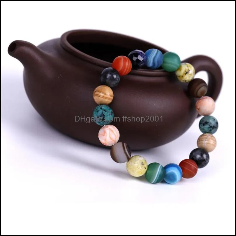 universe nine planets bracelet agate natural stone beads charm bracelet women mens bracelets fashion jewelry gift