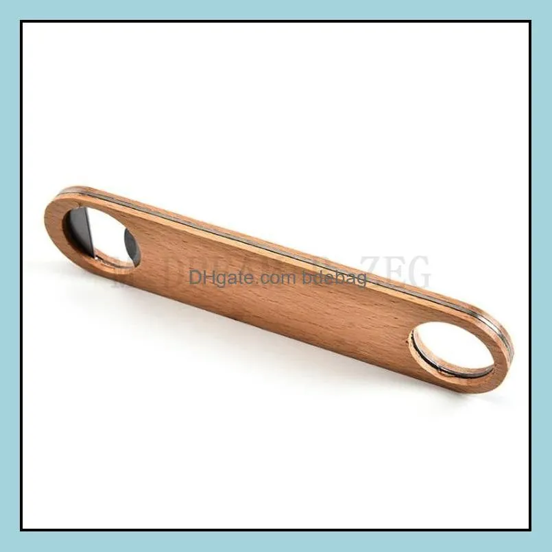 stainless steel wooden handle opener hanging wine beer bottle openers beverage beer corkscrew bar kitchen tools