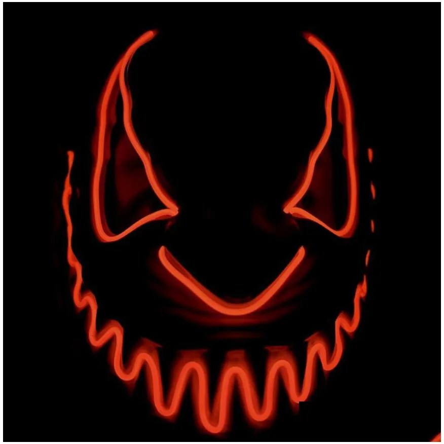 halloween light up mask led scary spooky full face masks serrated fangs teeth for women men festival costume cosplay party masquerade props black