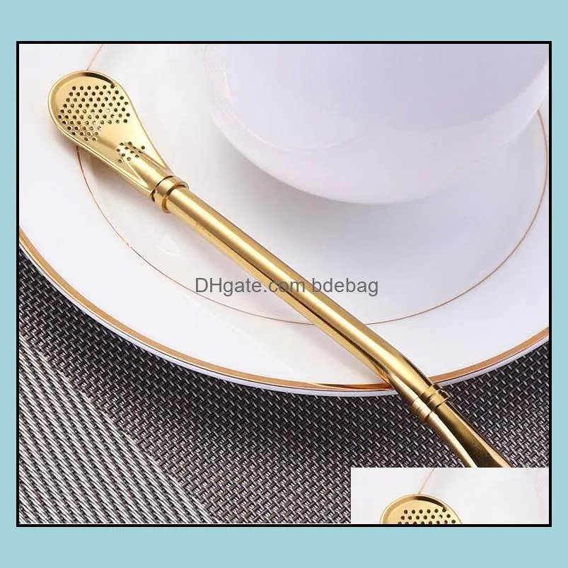 7 colors ecofriendly stainless steel drinking straw spoon yerba mate straw colorful filter straw multipurpose pipette spoon bar