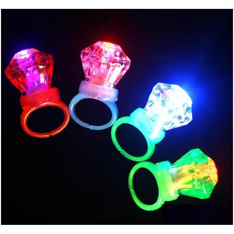 light up sparkling rings bridal shower party favors kids adults flashing plastic diamond bling led glow ring for birthday bachelorette