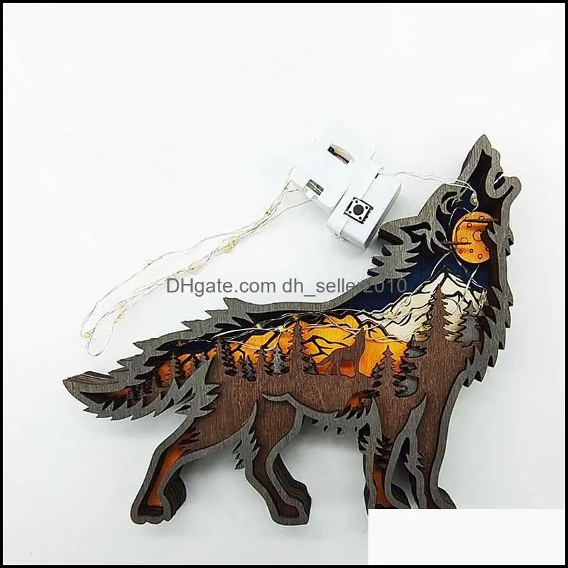 wild wolf craft 3d laser cut wood material home decor gift art crafts forest animal table decoration wolf statues ornaments room