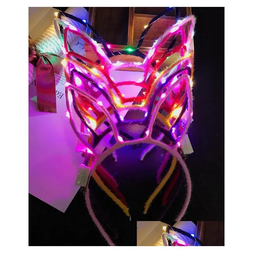 led light up cat rabbit mice ear horn crown headband adult kids party glowing flashing hairband hoop prom concet fans atmosphere props