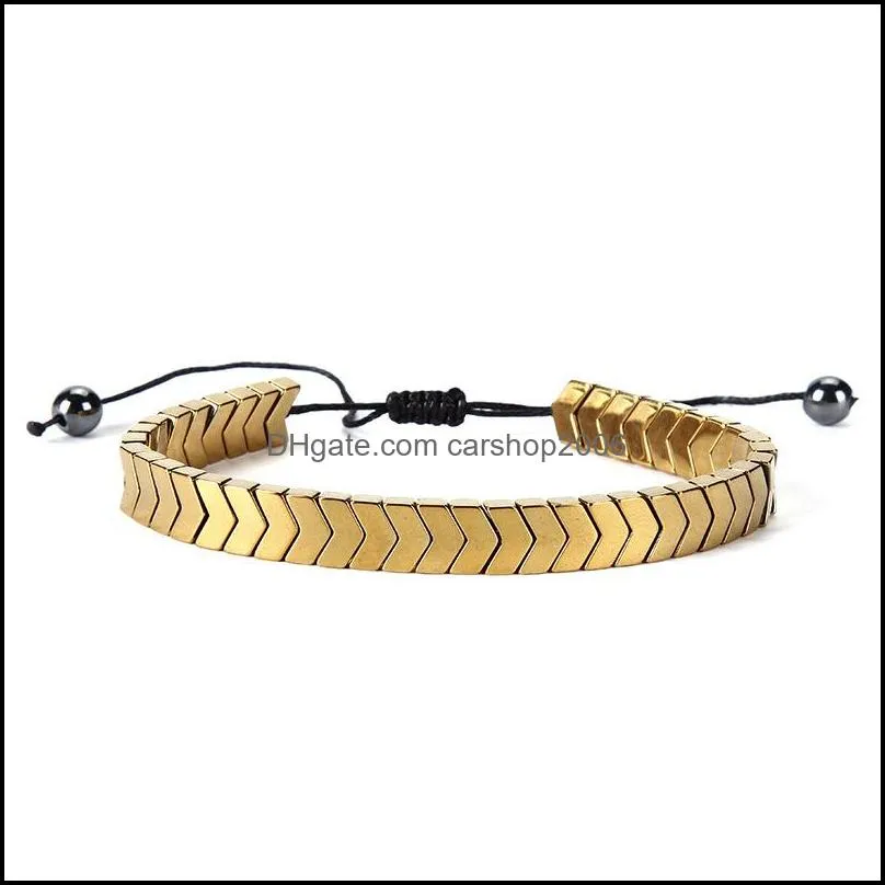 gold hematite beaded strands bracelets arrow charm bracelet bangle cuff for women fashion jewelry