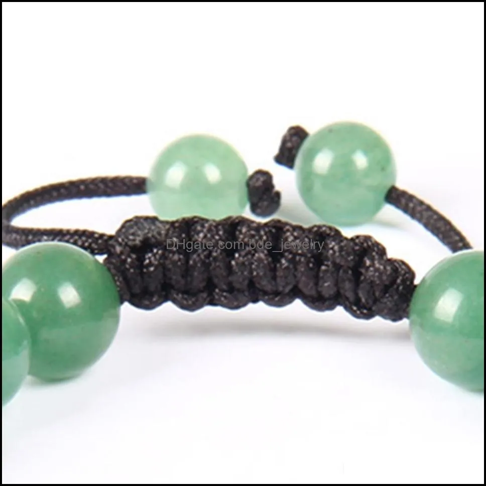  wholesale 10pcs/lot fashion mens woven bracelet high quality 10mm natural aventurine stone bead jewelry