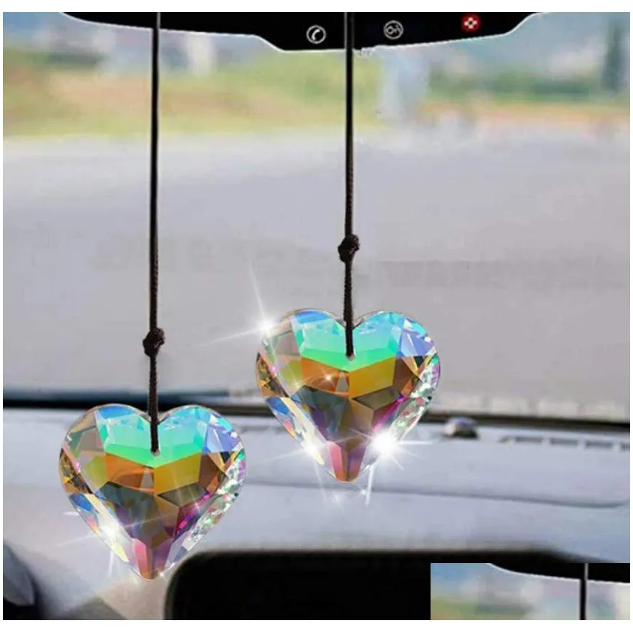 big crystal heart pendants garden decorations window prisms chandelier sun catcher hanging ornament