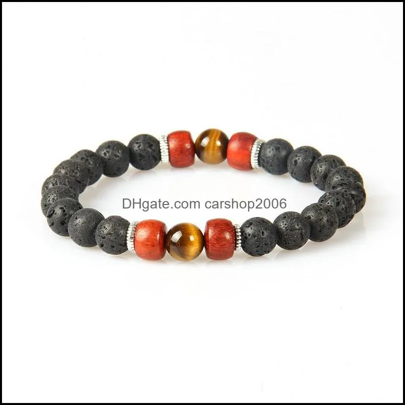  designs summer chakra bracelet wholesale 10pcs/lot lava stone with tiger eye stone beads beaded lovers bracelets