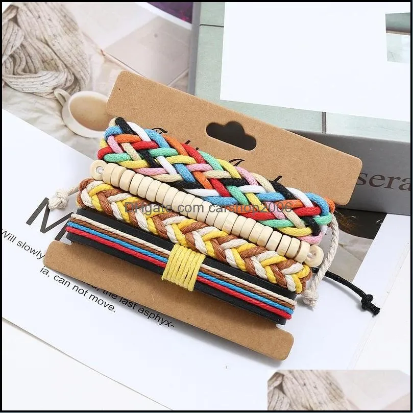 colorful weave multi layer wrap bracelets wood beads adjustable bracelet wristband bangle cuff women men fashion jewelry