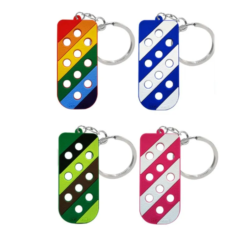 shoes charms keychain soft eva keychain with holes fit shoe charms clog charm storage key board pink rainbow blue purple key ring key ornaments shoe decorations