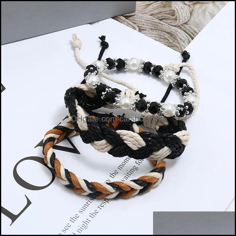 multy layer wrap bracelet set weave braid adjustable stacking bracelets bangle cuff wrist band jewelry for women