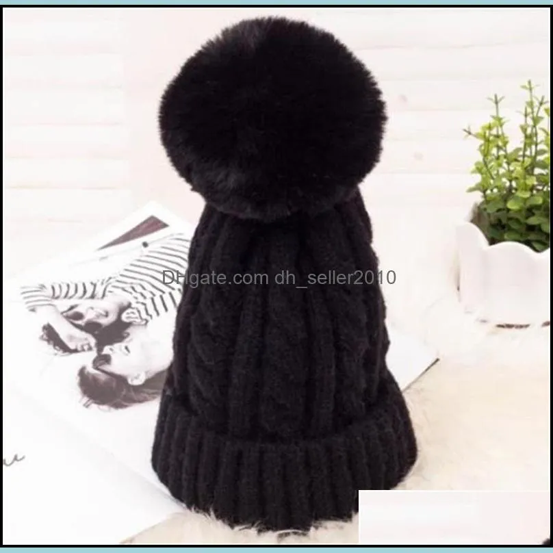 beanie hat with removable cute ball outdoor winter knitted caps women girls elastic size 6 colors winter warm 101 p2