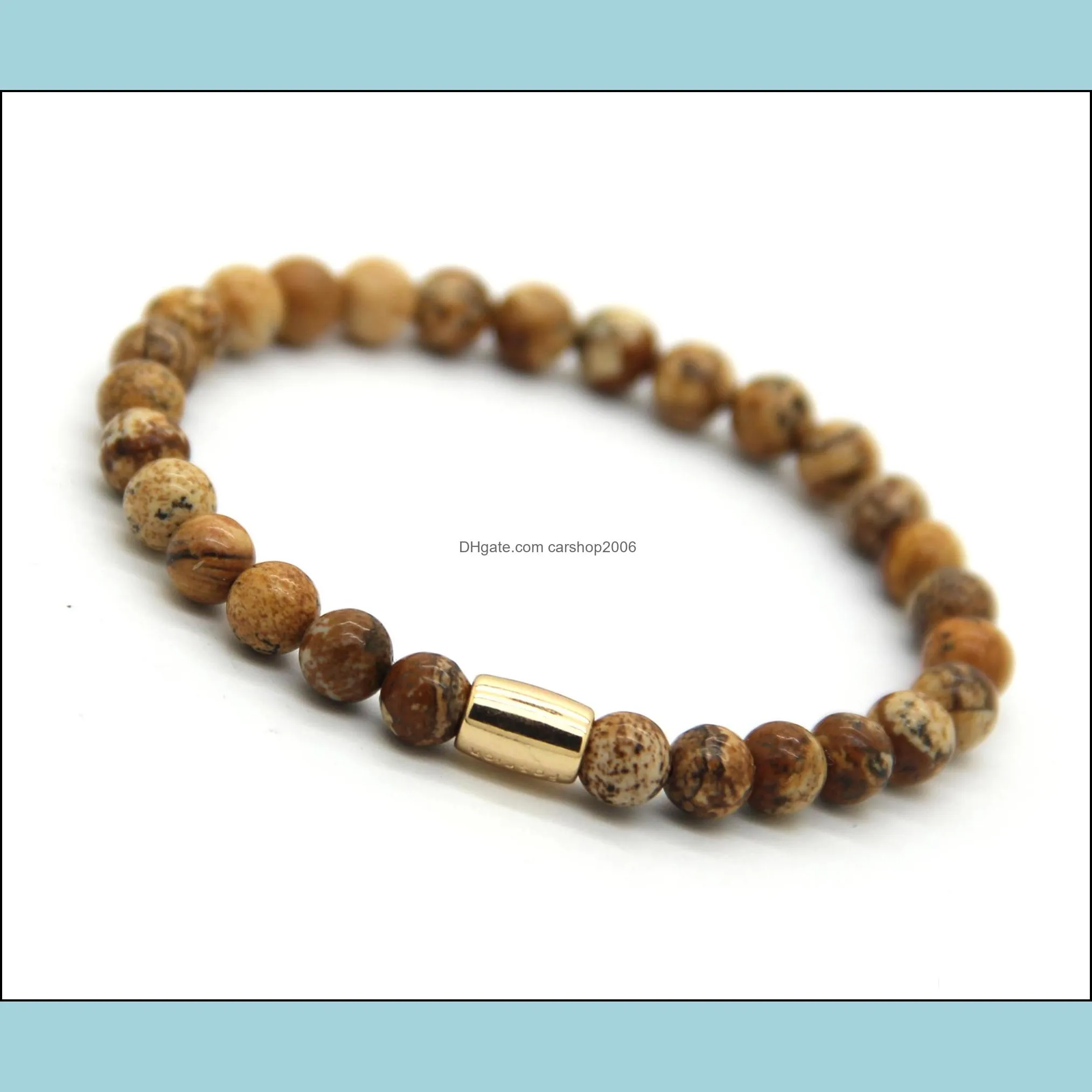 wholesale 10pcs/lot arrival 6mm tiger eye bronzite white howlite matte agate lava rock stone gold fashion tube bracelets