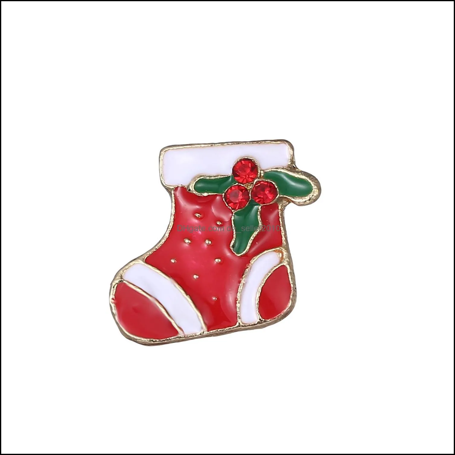 enamel christams brooch cartoon santa tree snowman socks brooch pins lapel pin women kids fashion jewelry gift