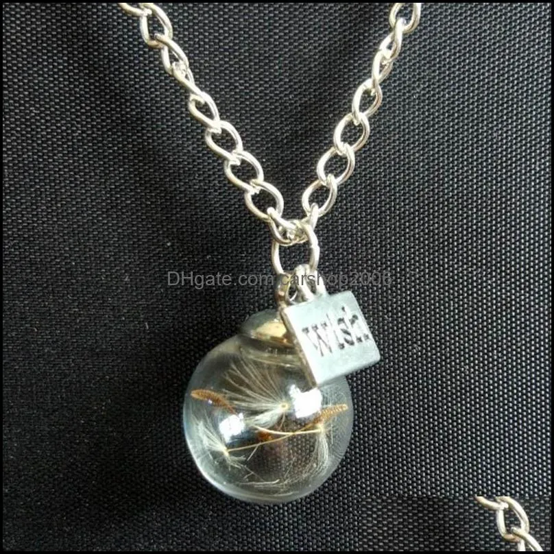 wish dandelion glass ball necklace pendant fashion jewelry women necklaces 161959