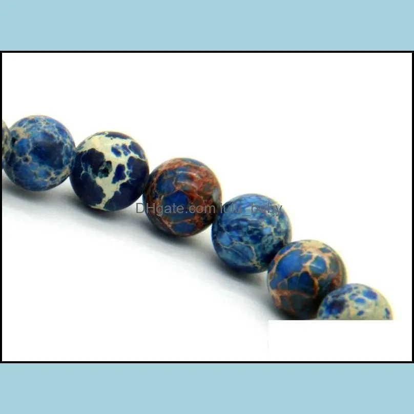 wholesale 8mm blue sea sediment stone beads antique silver  head bracelet 2015 design high grade mens jewelry