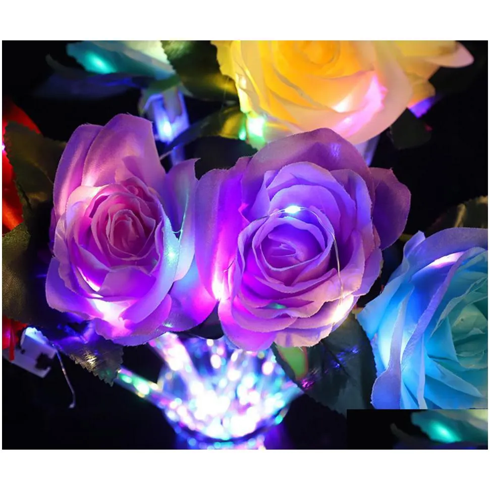 led light up bouquet flowers flashing glowing rose wand sticks wedding deocr valentines day party memorial gift