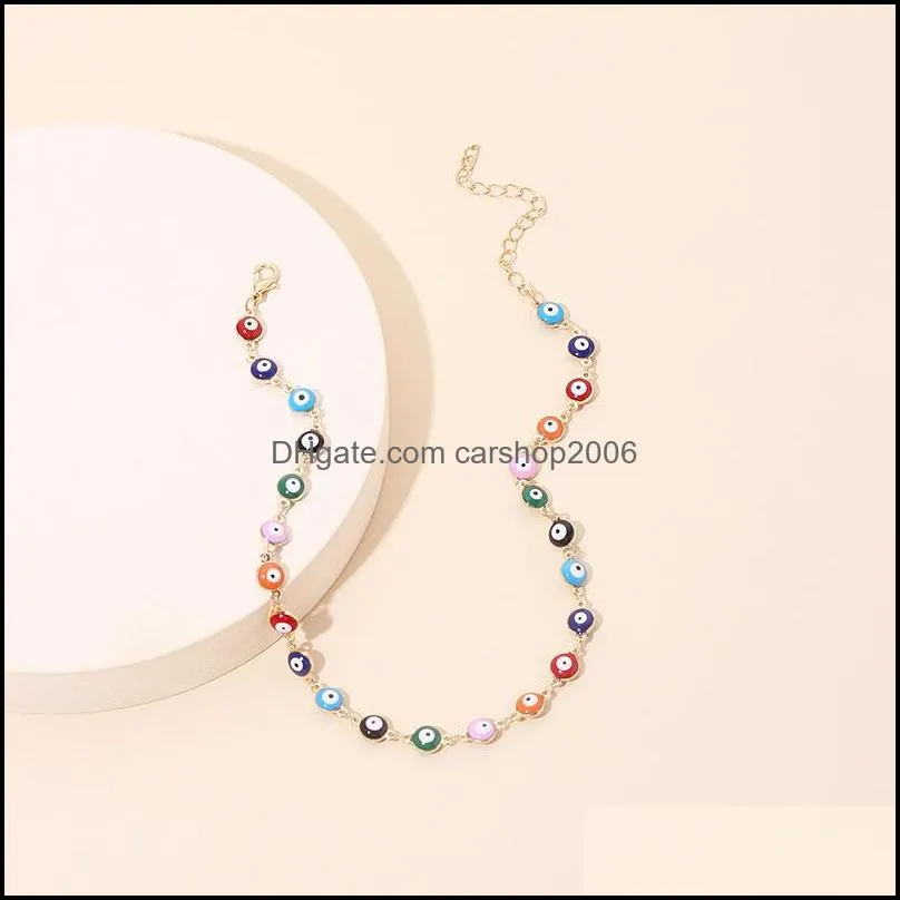 colorful bohemia eye necklace bracelet anklet jewelry set eye beads chokers women fashion jewelry 