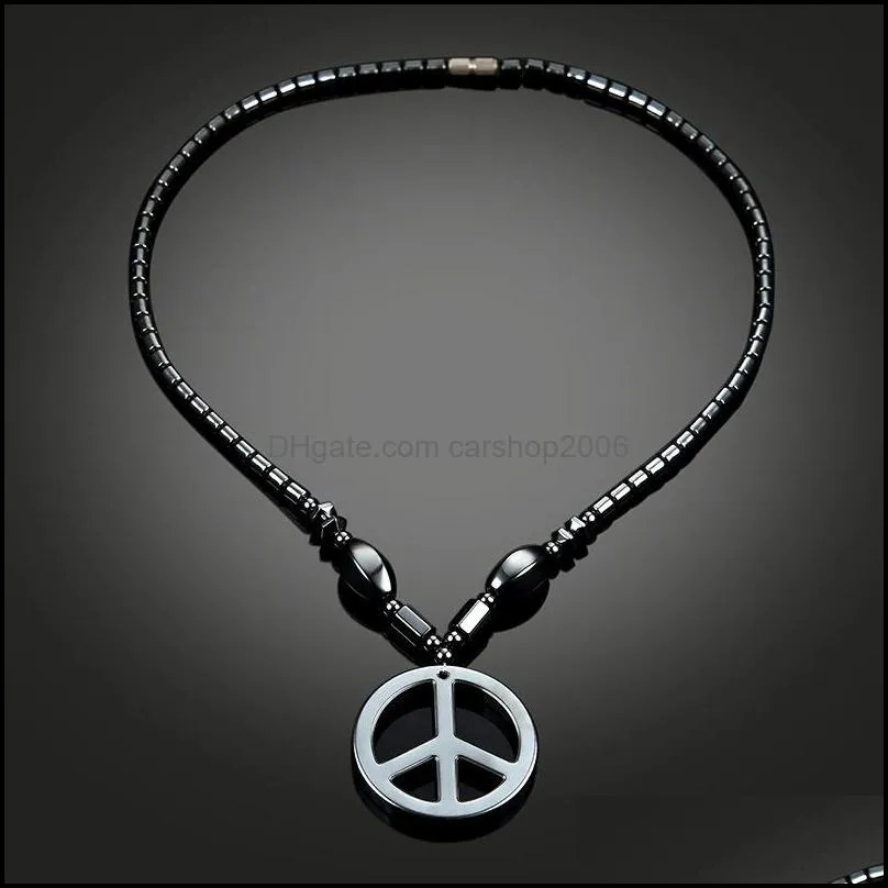 black magnetite peace symbol pendant necklace health magnetic buckle necklaces for women children fashion jewelry