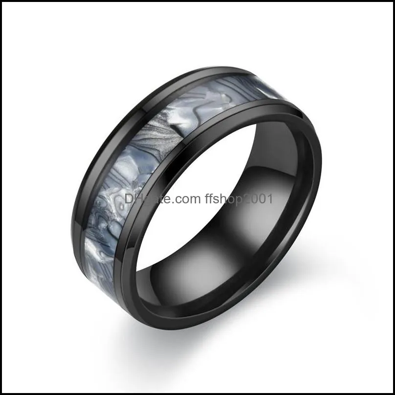 colorful shel ring band black stainless steel women men rings fashion jewelry