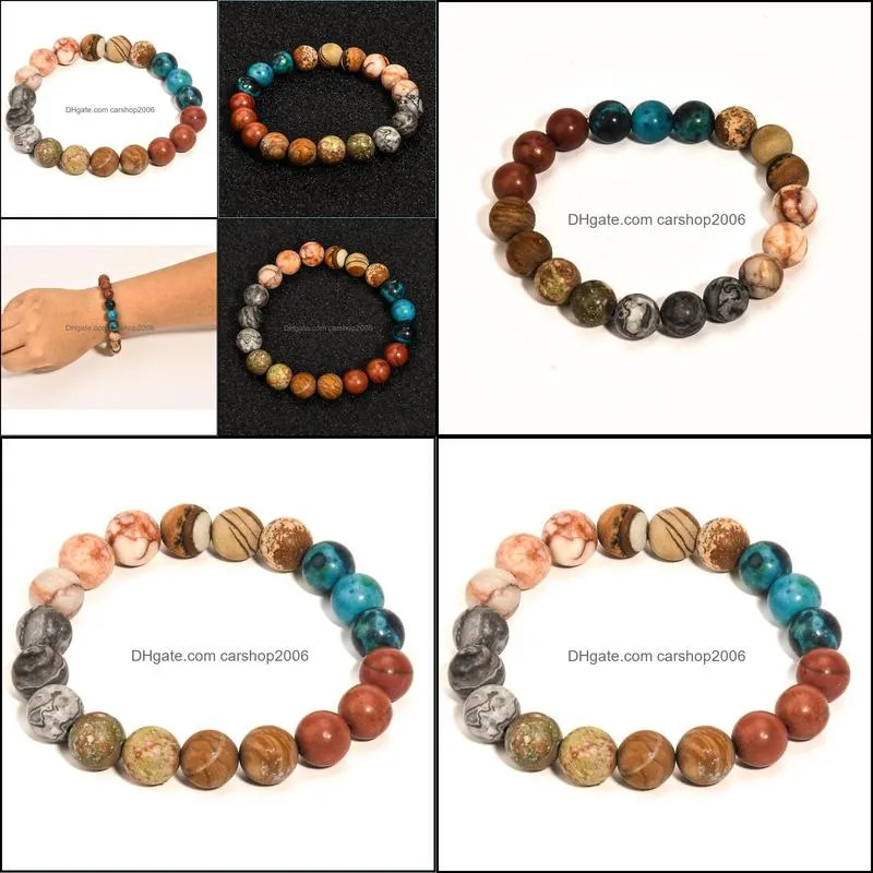 galaxy universe bracelet 10mm beaded strands natural stone frosted agate bracelets fashion jewelry for women men gift