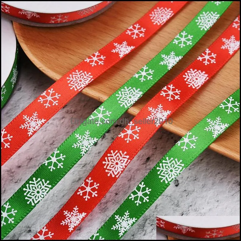 1cm christmas ribbon print snowflake ribbons wrap gift box wrapping christmas festivel home decorations