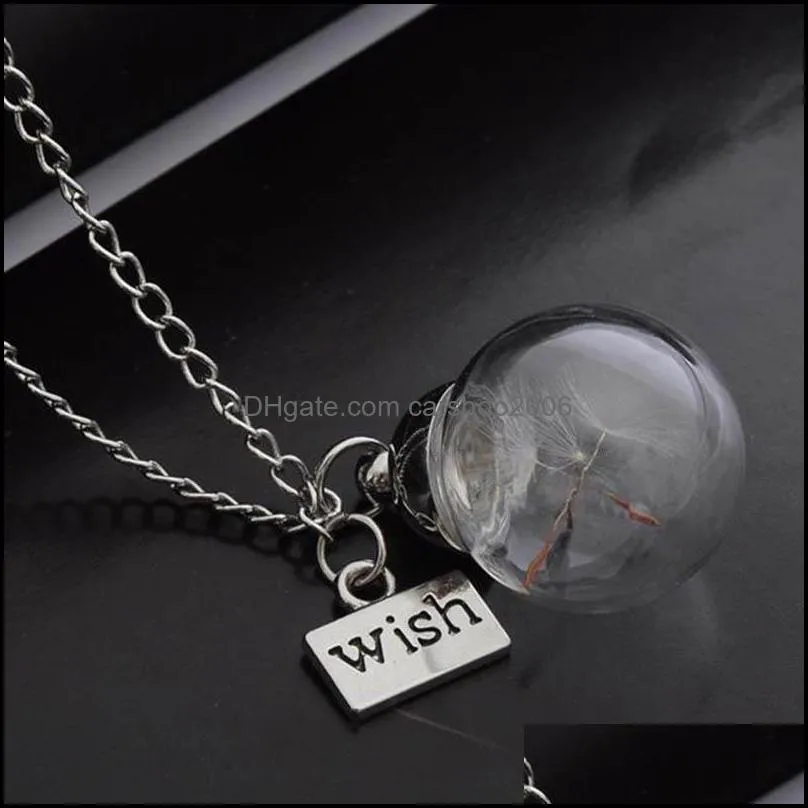 wish dandelion glass ball necklace pendant fashion jewelry women necklaces 161959