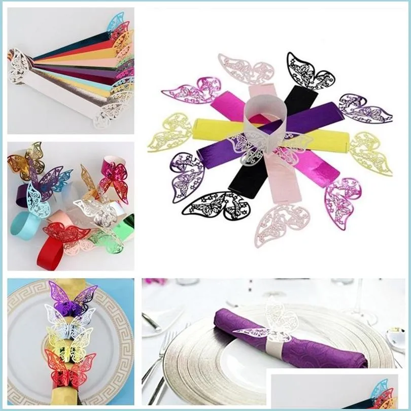 creative butterfly style napkin rings laser cut paper napkin holder wedding el banquet ceremony table decoration