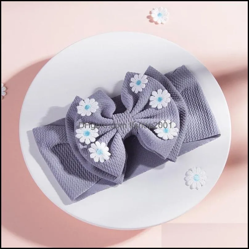 children baby daisy bow knot headbandselastic double layer cloth knotted hair band headwrap fashion
